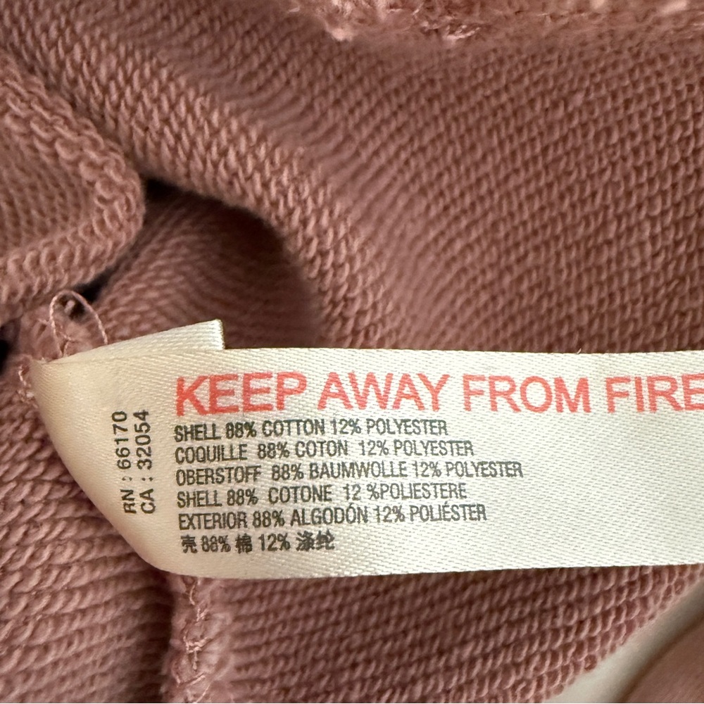Daily Practice Anthropologie Puff Sleeve Zip-Up Hoodie Mauve Pink S Cozycore - Picture 6 of 8